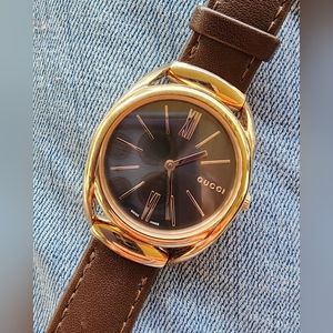 Authentic Gucci Horsebit Ladies Watch 140.4 Rose Gold Stainless Steel Quartz